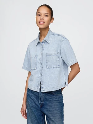 UltraSoft Cropped Denim Shirt