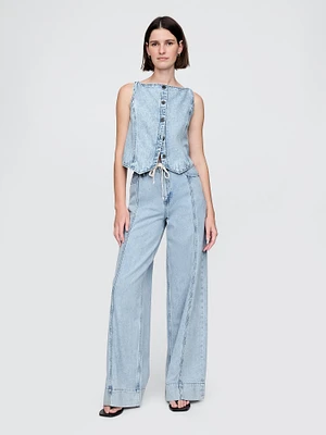 Mid Rise UltraSoft Denim Baggy Trousers