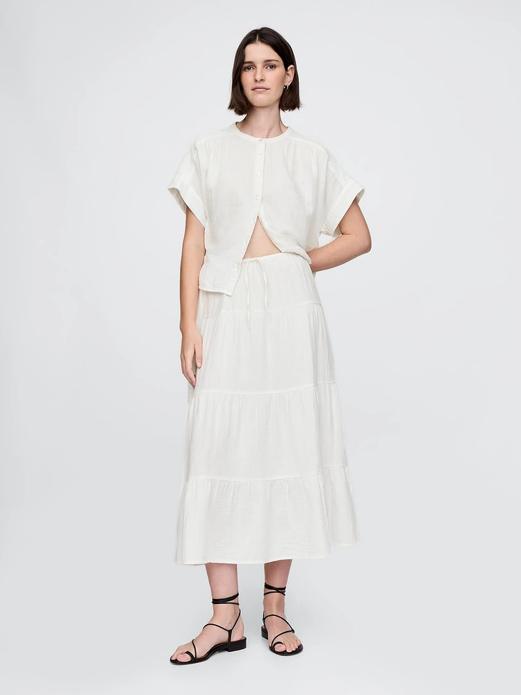 Cotton Gauze Tiered Maxi Skirt