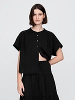 Crinkle Gauze Dolman Shirt