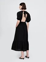 Crinkle Gauze Open-Back Midi Dress