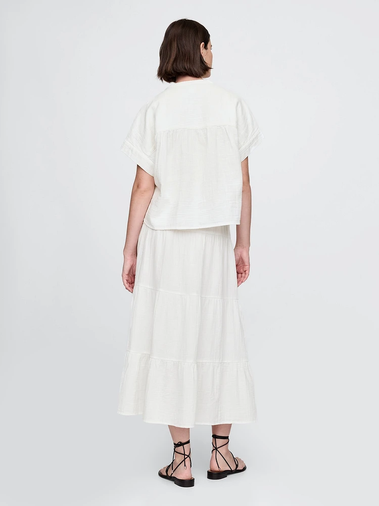 Cotton Gauze Tiered Maxi Skirt