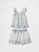 Baby & Toddler Crinkle Gauze Denim Ruffle Set