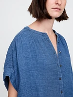 Crinkle Gauze Denim Shirt