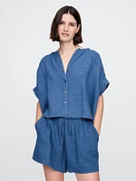 Crinkle Gauze Denim Shirt