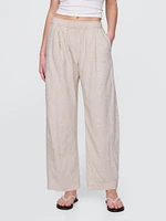 Mid Rise Linen-Blend Easy Barrel Pants