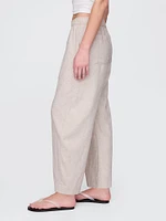 Mid Rise Linen-Blend Easy Barrel Pants