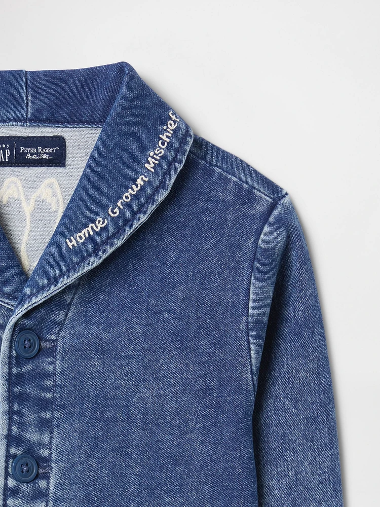 Baby Peter Rabbit™ Knit Denim Shawl Cardigan