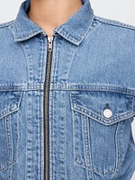 Cropped UltraSoft Icon Denim Jacket