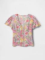 Crepe Flutter-Sleeve Top