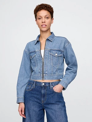 Cropped UltraSoft Icon Denim Jacket