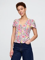 Crepe Flutter-Sleeve Top