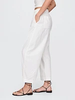 Mid Rise Linen-Blend Easy Barrel Pants