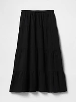 Crinkle Gauze Tiered Maxi Skirt