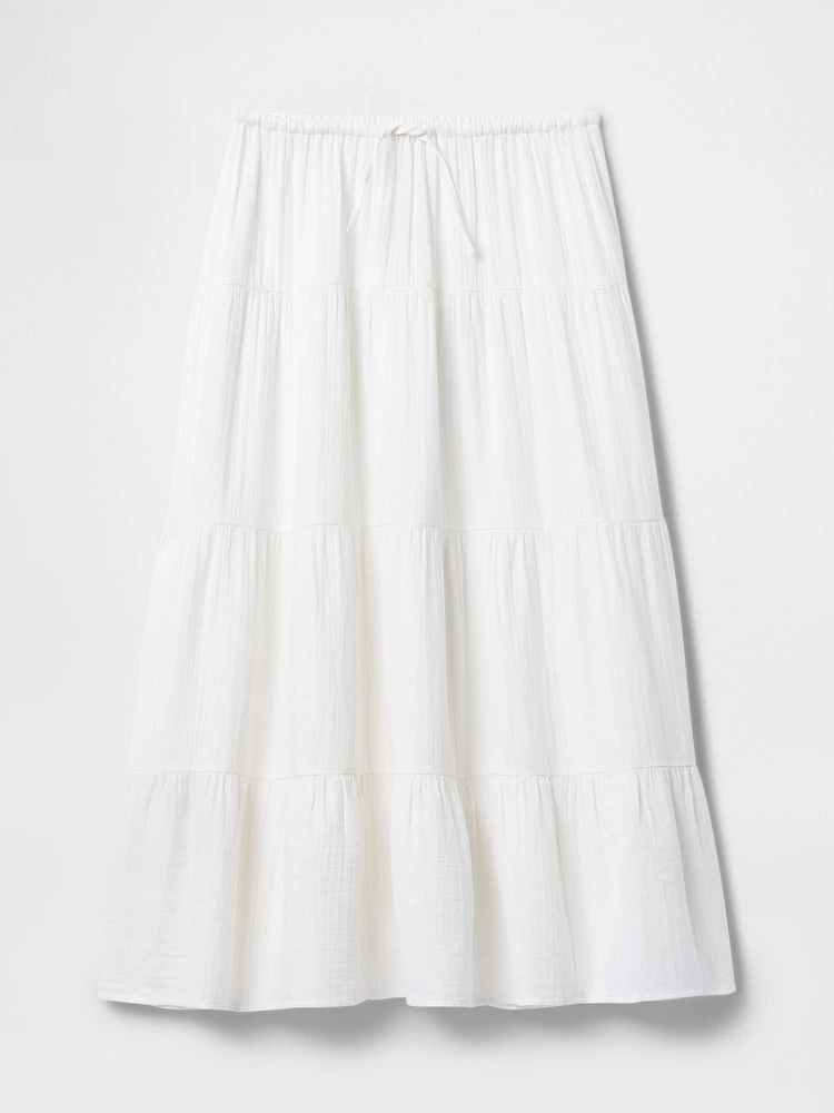 Cotton Gauze Tiered Maxi Skirt