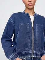 Knit Denim Bomber Jacket