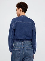 Knit Denim Bomber Jacket