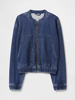 Knit Denim Bomber Jacket