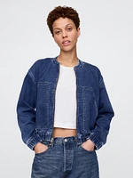 Knit Denim Bomber Jacket