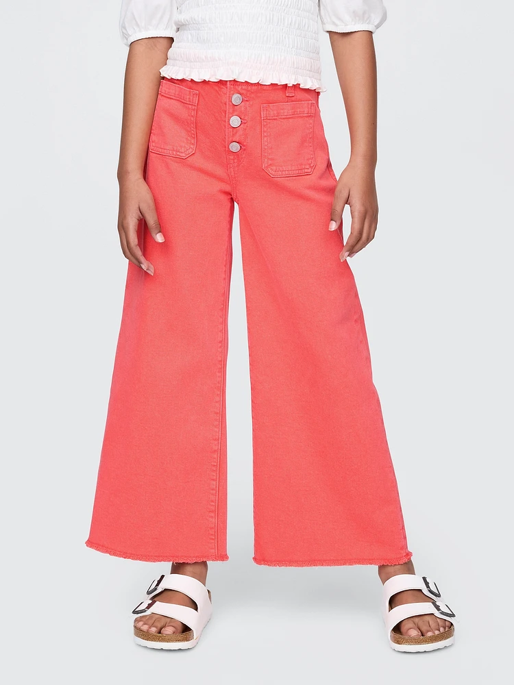 Kids High Rise Stride Wide-Leg Ankle Jeans