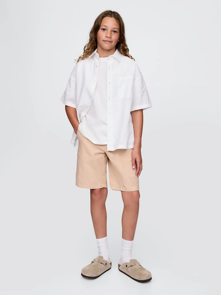 Kids 8" Linen-Cotton Shorts
