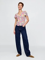 Crepe Flutter-Sleeve Top