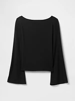 Modern Boatneck Bell-Sleeve T-Shirt