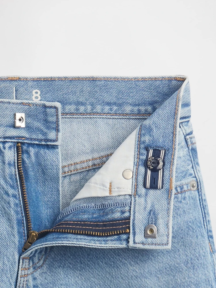 Kids Mid Rise Longline Denim Shorts