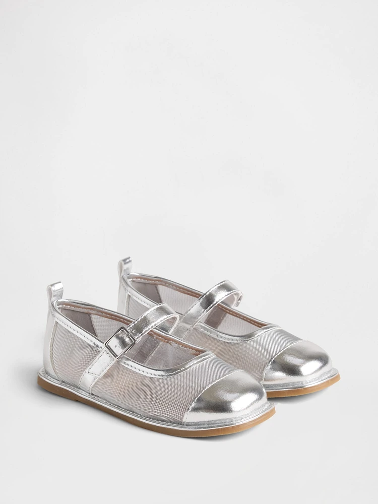 Toddler Metallic Mesh Mary Jane Flats