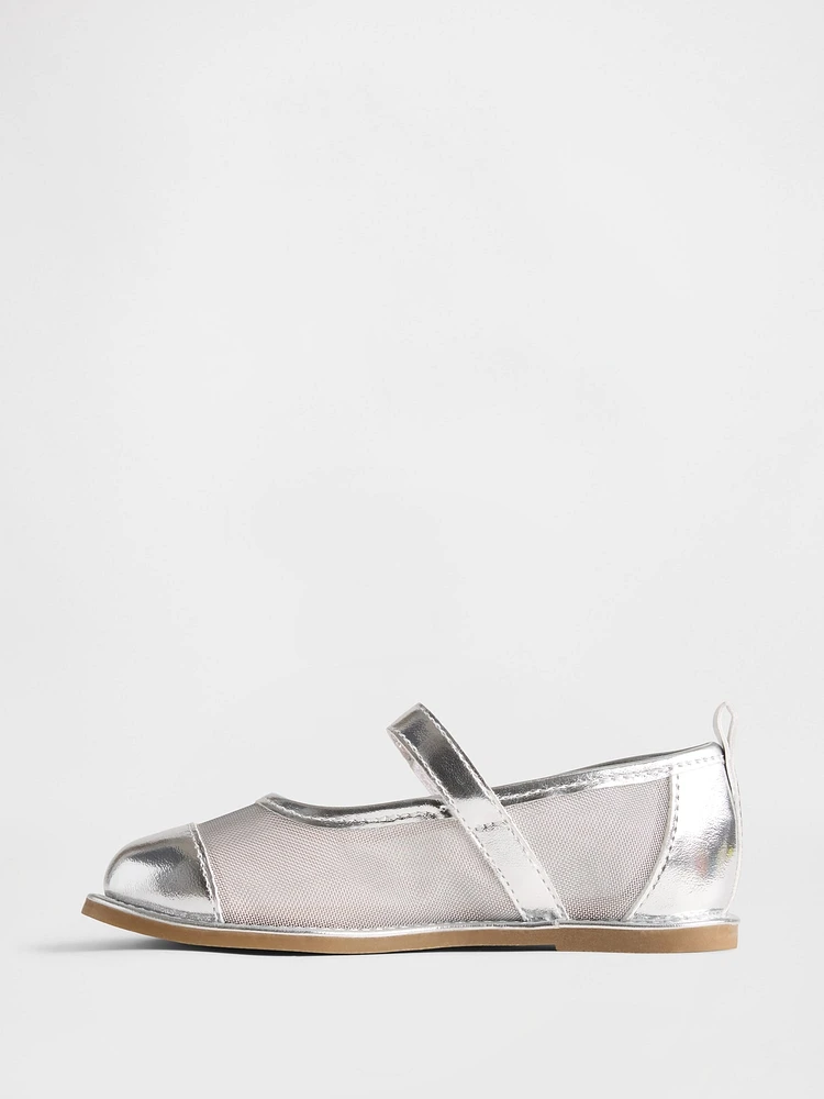 Toddler Metallic Mesh Mary Jane Flats