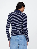 Modern Wide Rib Cropped Polo Shirt Shirt