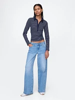 Modern Wide Rib Cropped Polo Shirt Shirt