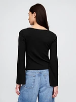 Modern Boatneck Bell-Sleeve T-Shirt