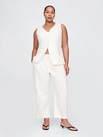 Mid Rise Linen-Blend Easy Barrel Pants