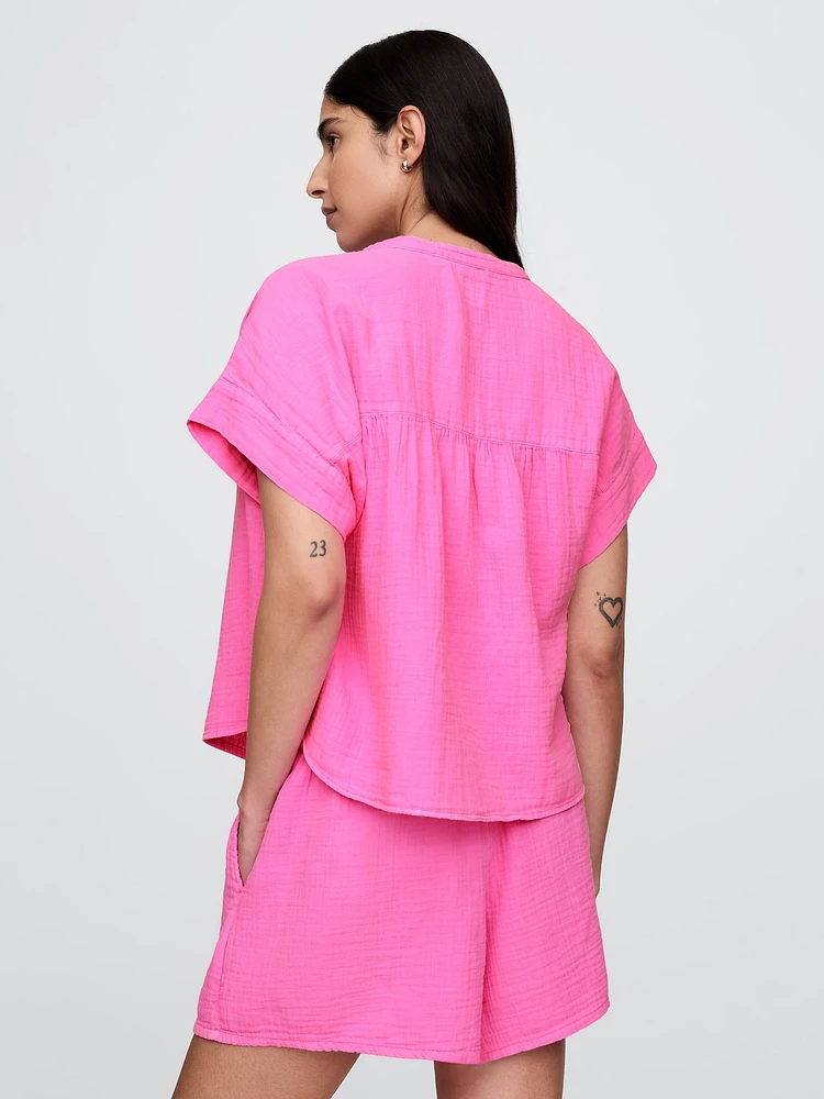 Cotton Gauze Dolman Shirt