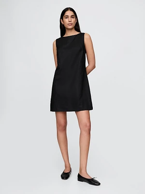 Linen-Blend Mini Shift Dress