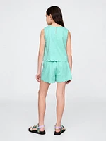 Kids Linen-Cotton Scalloped Wrap Skort