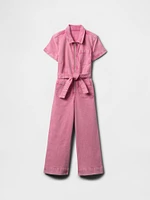 Kids Belted Denim Jumpsuit