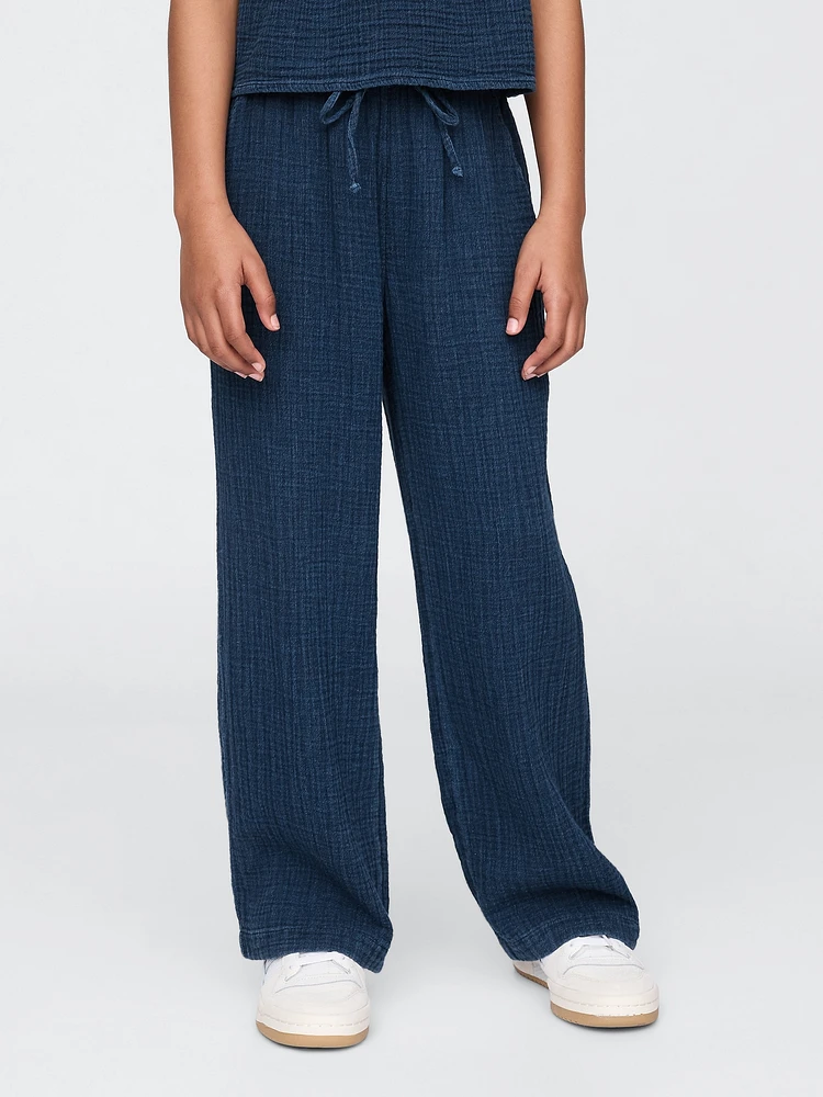Kids Crinkle Gauze Denim Baggy Pants