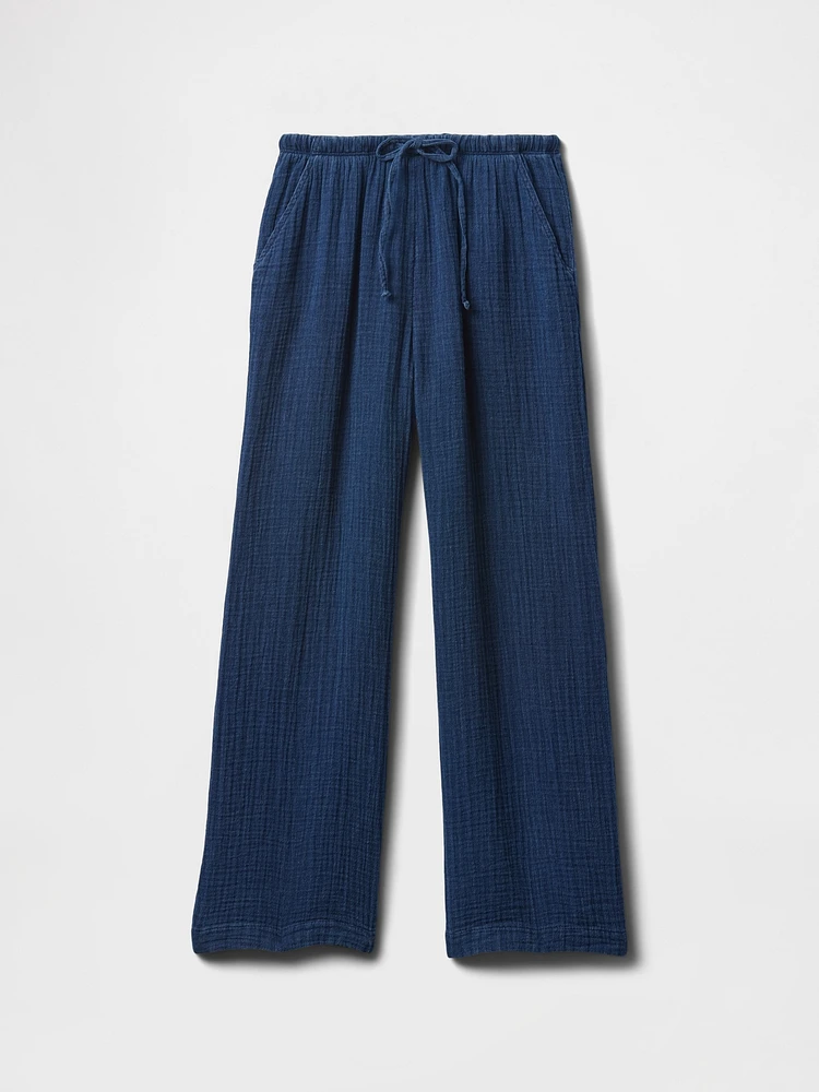 Kids Crinkle Gauze Denim Baggy Pants