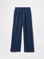 Kids Crinkle Gauze Denim Baggy Pants