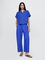 Cotton Gauze Easy Barrel Pants