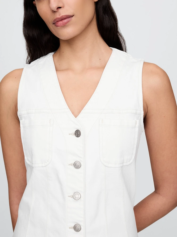Denim V-Neck Mini Dress