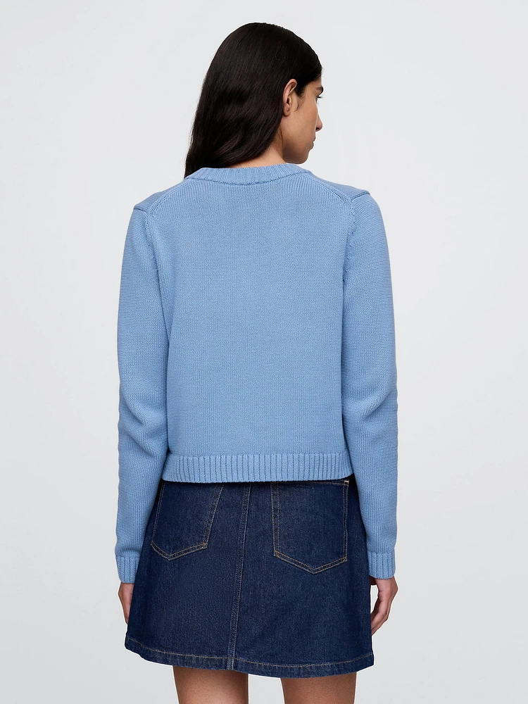 100% Cotton Crewneck Cardigan