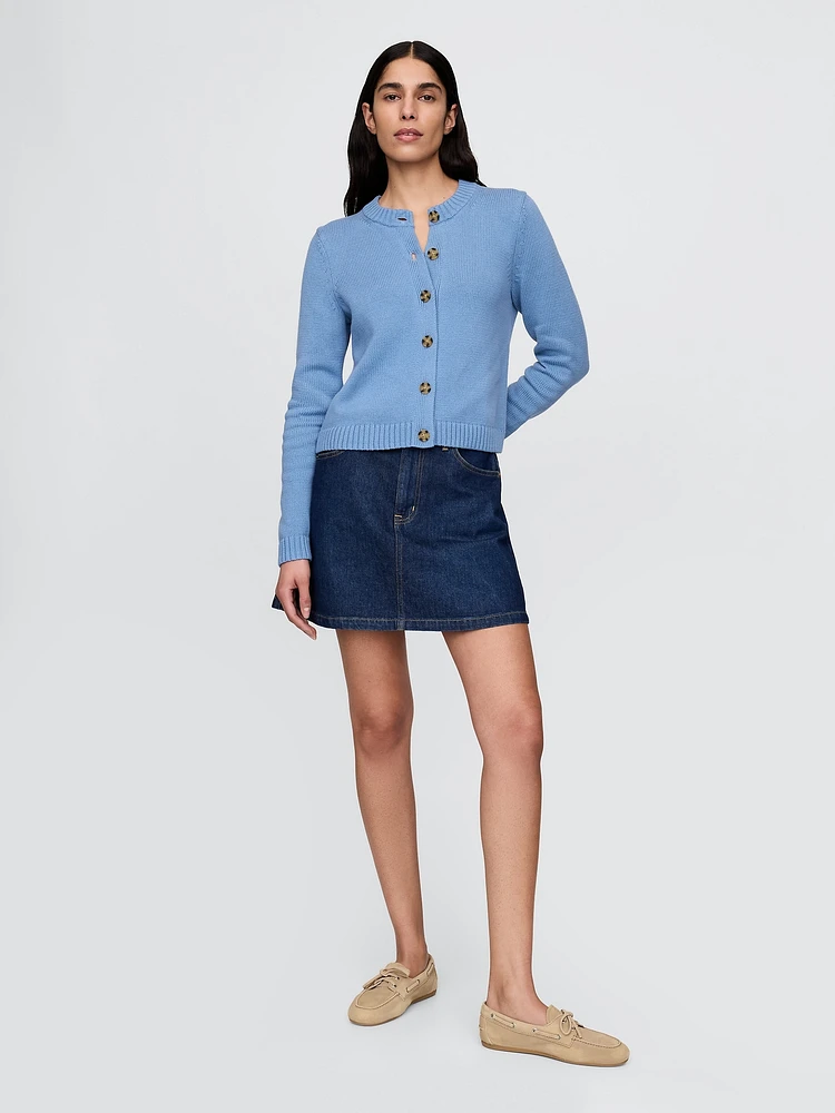 100% Cotton Crewneck Cardigan