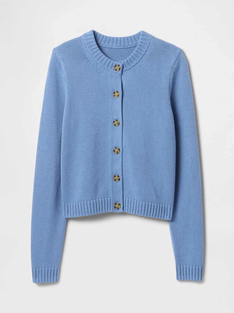 100% Cotton Crewneck Cardigan