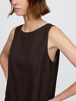 Linen-Blend Mini Shift Dress