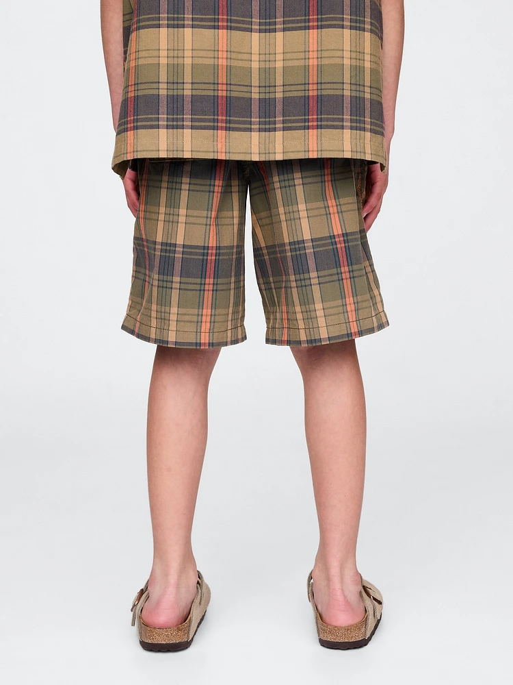 Kids Plaid Canvas Easy Shorts