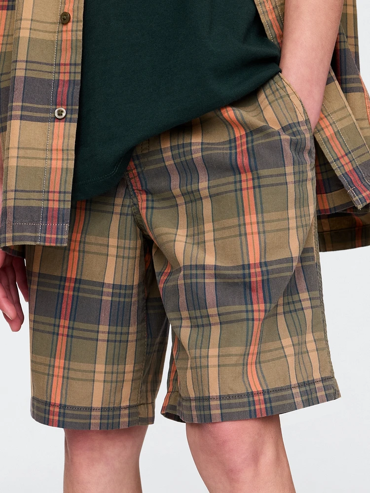 Kids Plaid Canvas Easy Shorts