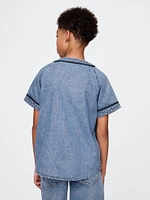 Kids Denim Logo Baseball Jersey